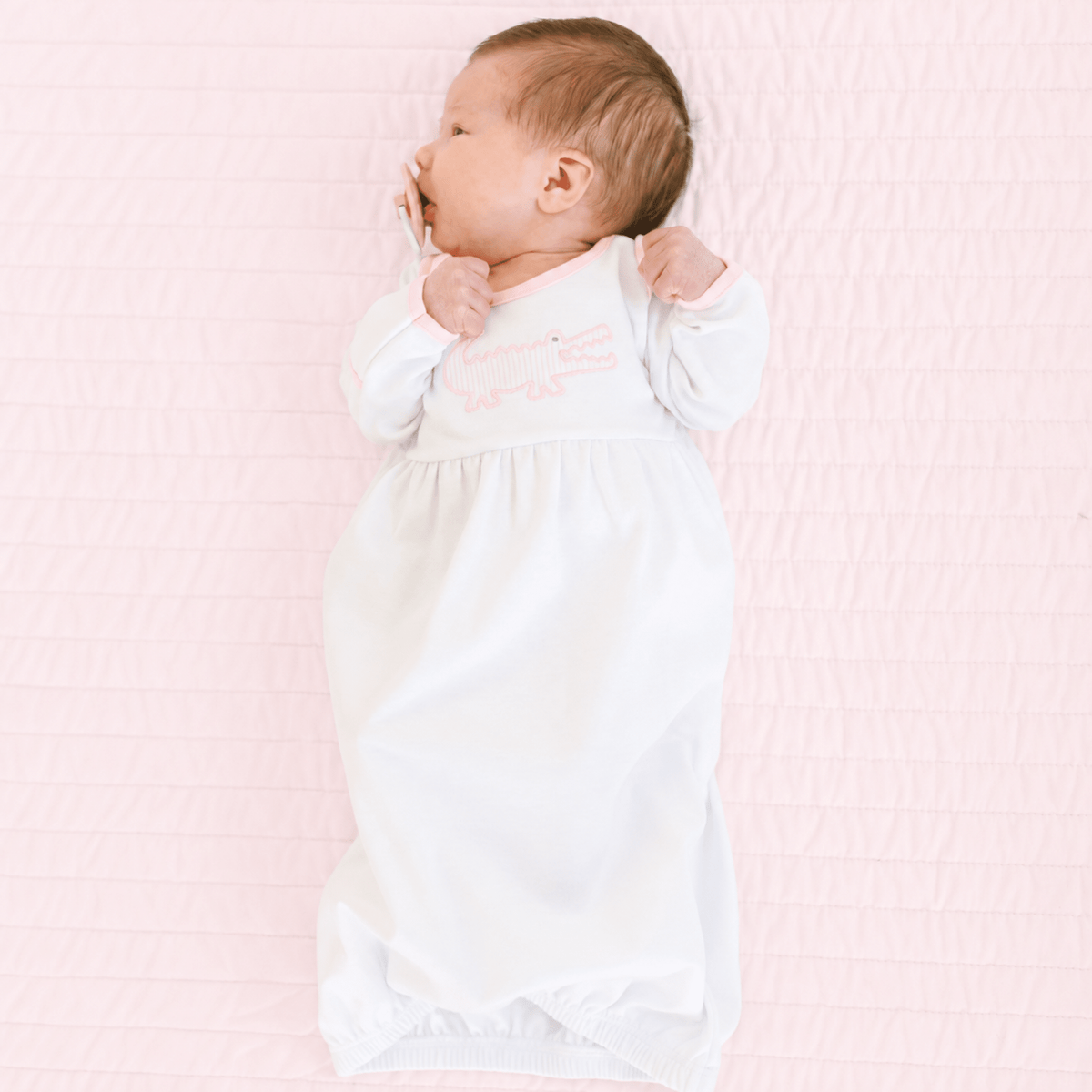 Magnolia Baby_Gator Applique Gathered Gown - Pink_2
