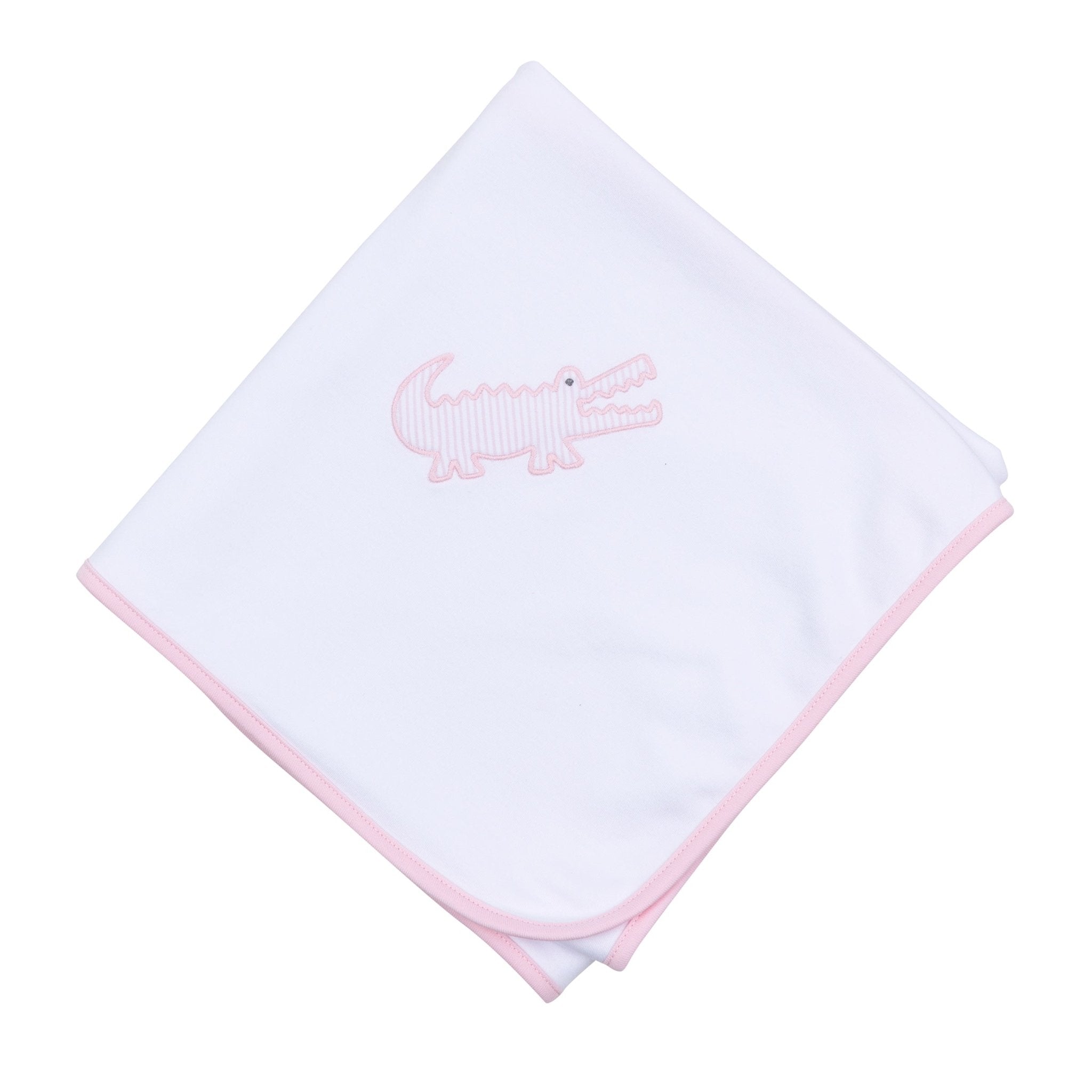 Gator Applique Receiving Blanket - Pink - Magnolia BabyReceiving Blanket