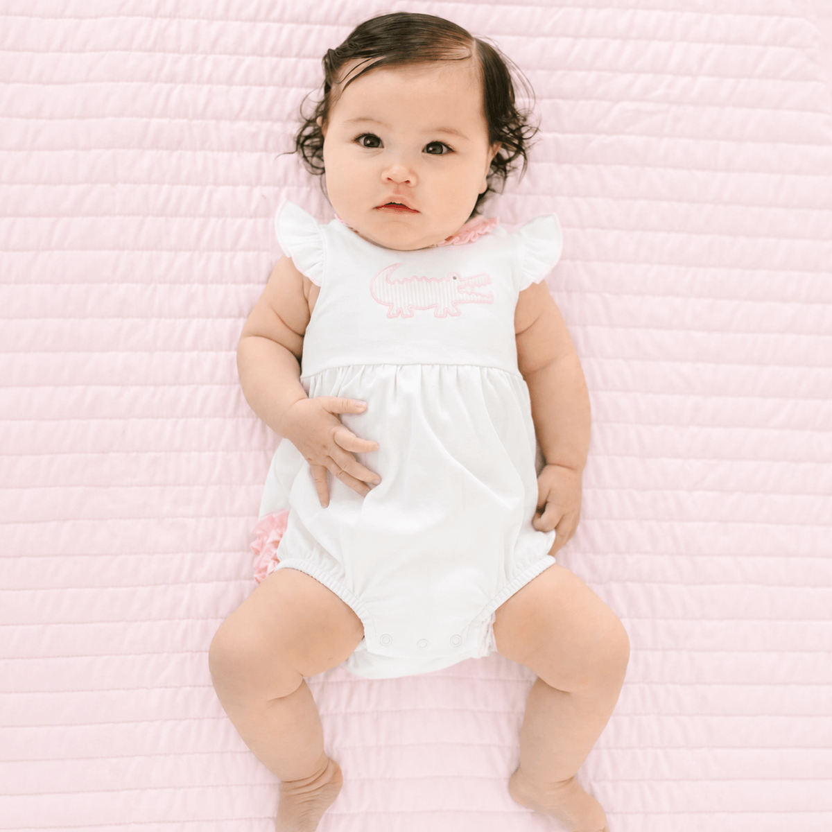 Magnolia Baby_Gator Applique Ruffle Bubble - Pink_2