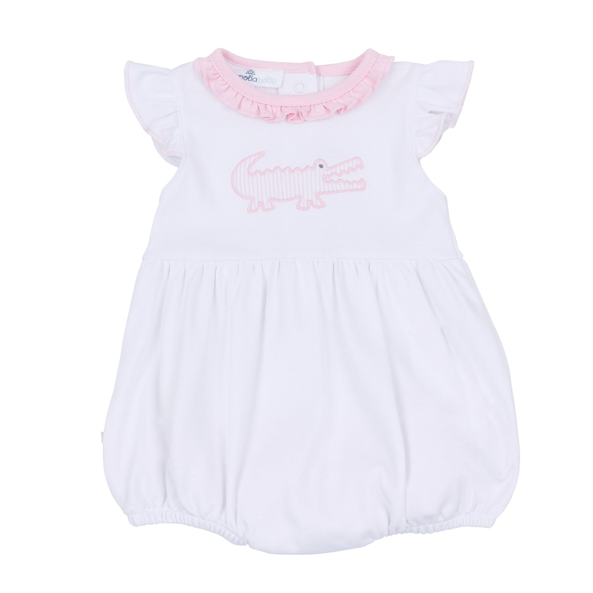 Gator Applique Ruffle Bubble - Pink - Magnolia BabyBubble