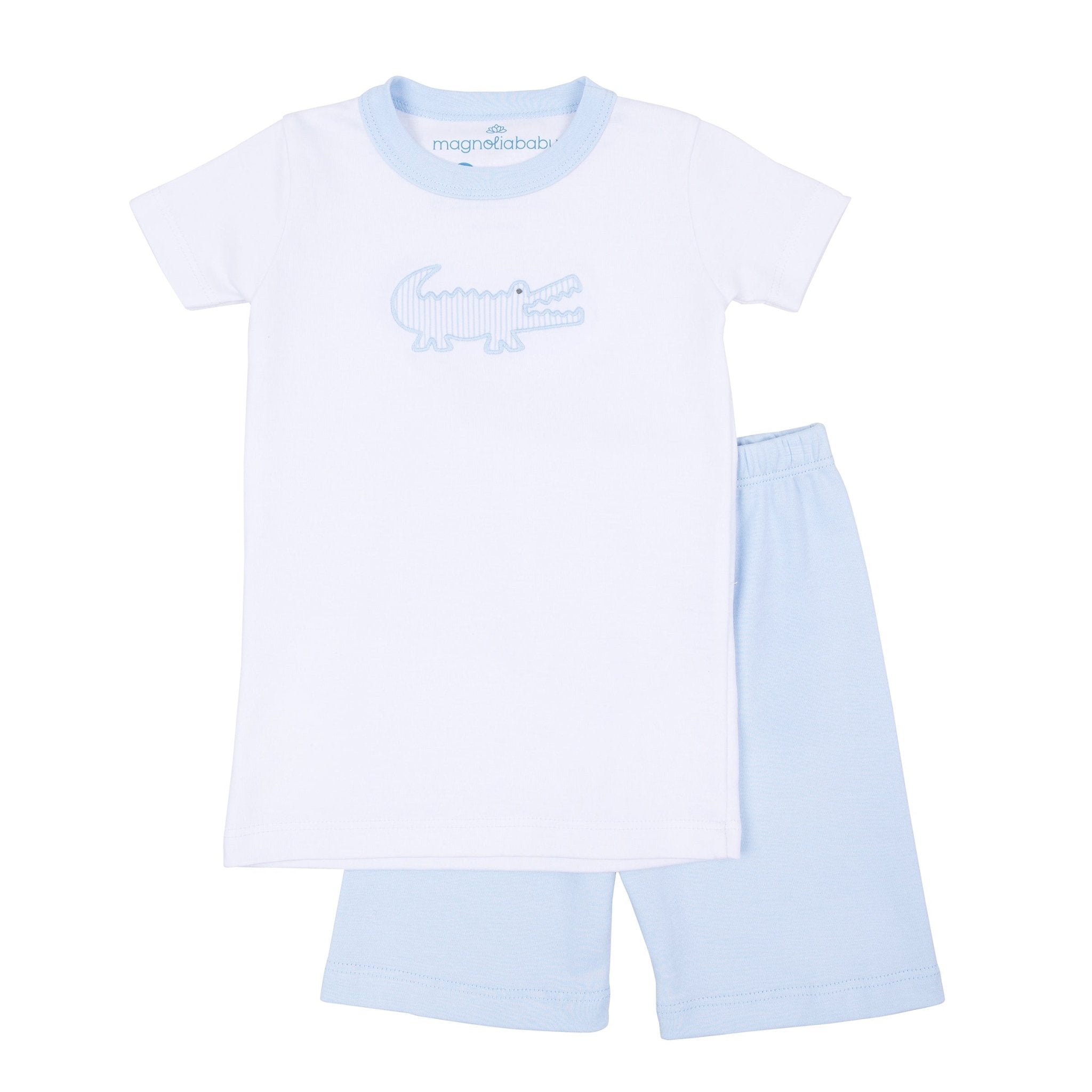 Gator Applique Short Pajamas - Light Blue - Magnolia BabyShort Pajamas