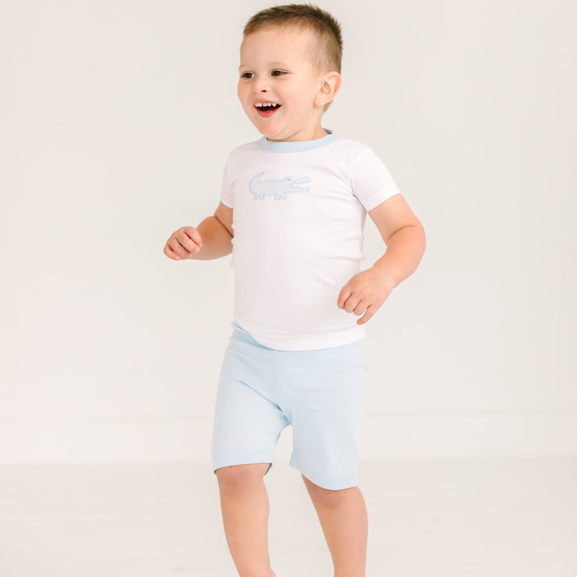 Gator Applique Short Pajamas - Light Blue - Magnolia BabyShort Pajamas