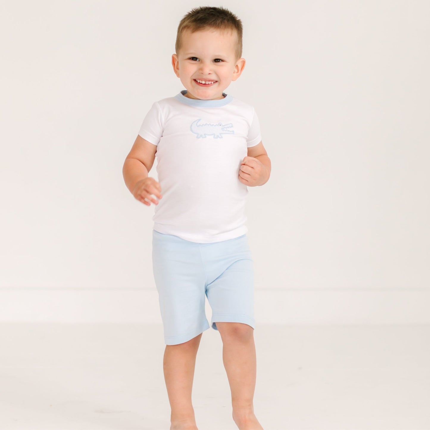 Gator Applique Short Pajamas - Light Blue - Magnolia BabyShort Pajamas