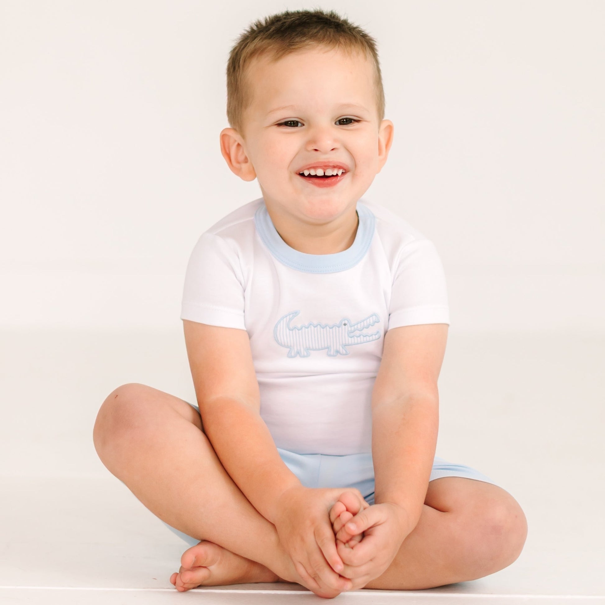Gator Applique Short Pajamas - Light Blue - Magnolia BabyShort Pajamas