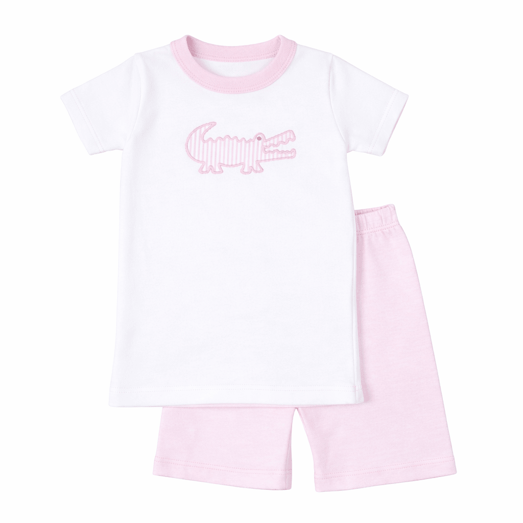 Gator Applique Short Pajamas - Pink - Magnolia BabyShort Pajamas