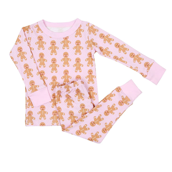 Gingerbread Kisses Big Kid Long Pajamas - Pink - Magnolia BabyLong Pajamas