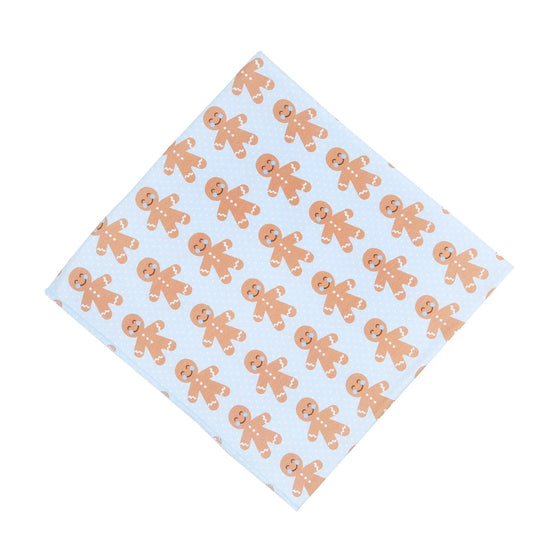 Gingerbread Kisses Blue Printed Swaddle Blanket - Magnolia BabySwaddle Blanket