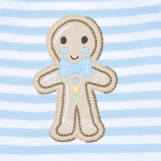 Gingerbread Land Footie - Blue - Magnolia BabyFootie