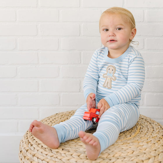 Gingerbread Land Long Pajamas - Blue - Magnolia BabyLong Pajamas