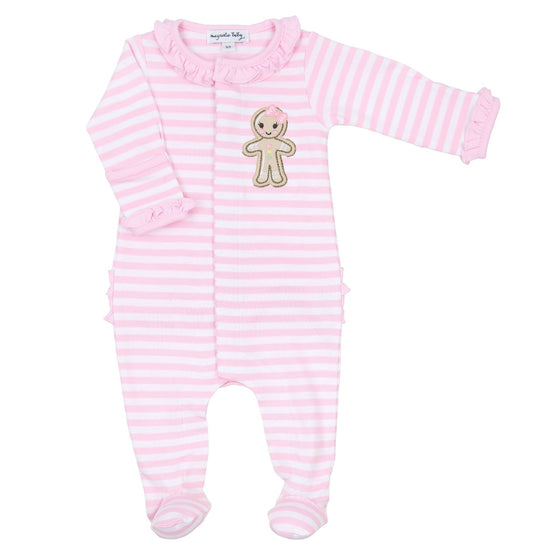 Gingerbread Land Ruffle Footie - Pink - Magnolia BabyFootie