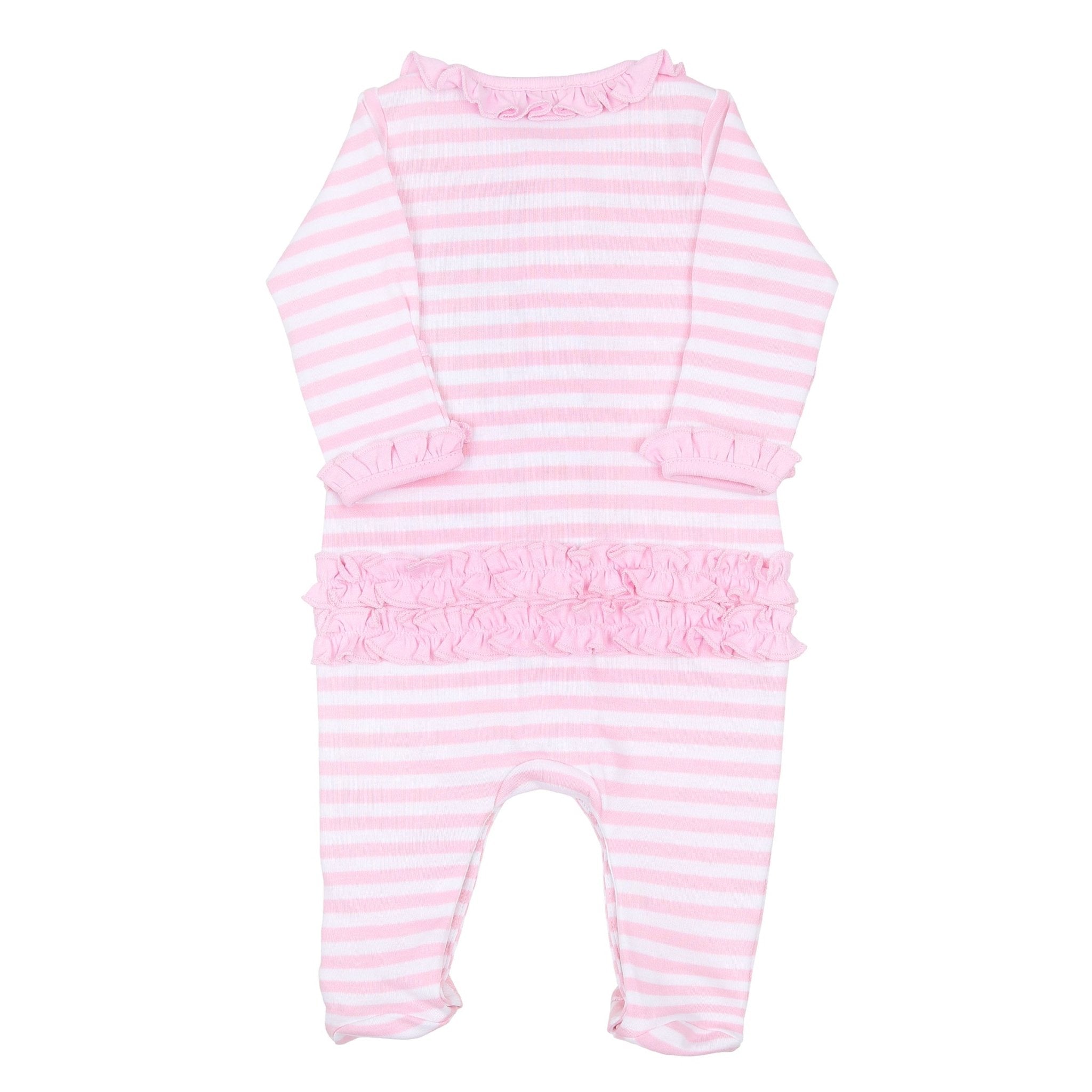 Gingerbread Land Ruffle Footie - Pink - Magnolia BabyFootie
