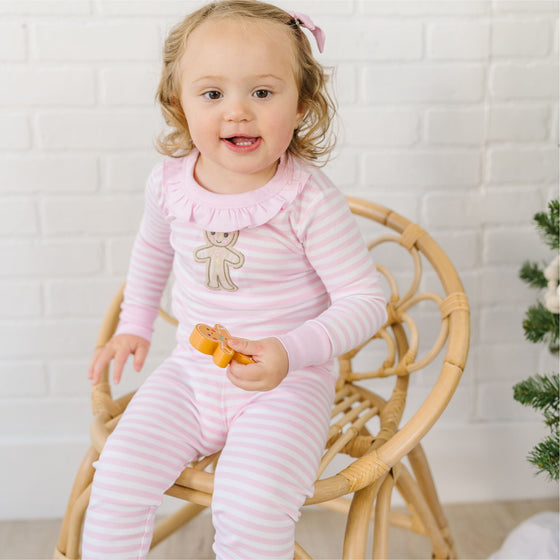 Gingerbread Land Ruffle Long Pajamas - Pink - Magnolia BabyLong Pajamas