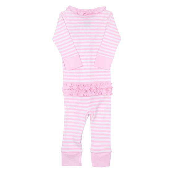 Gingerbread Land Ruffle Zip Pajamas - Pink - Magnolia BabyZipper Pajamas