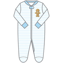  Gingerbread Land Zip Footie - Blue - Magnolia BabyFootie