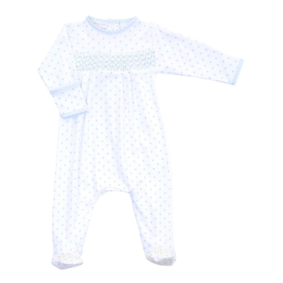 Gingham Basics Smocked Footie in Light Blue - Magnolia BabyFootie