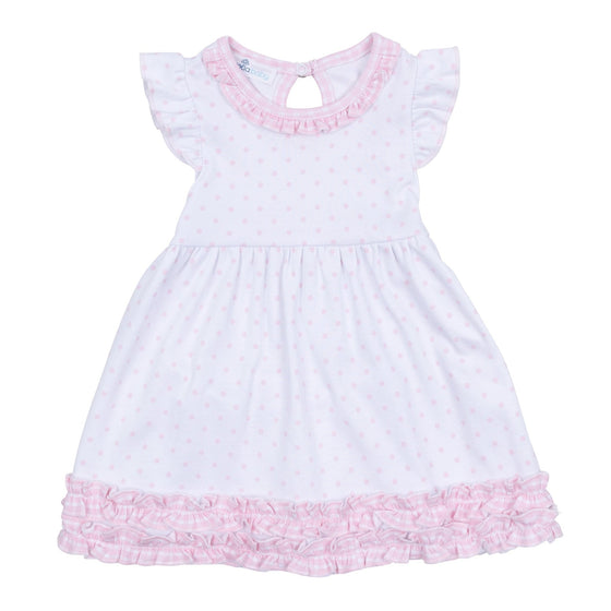 Gingham Dots Flutters Dress in Pink - Magnolia BabyDress