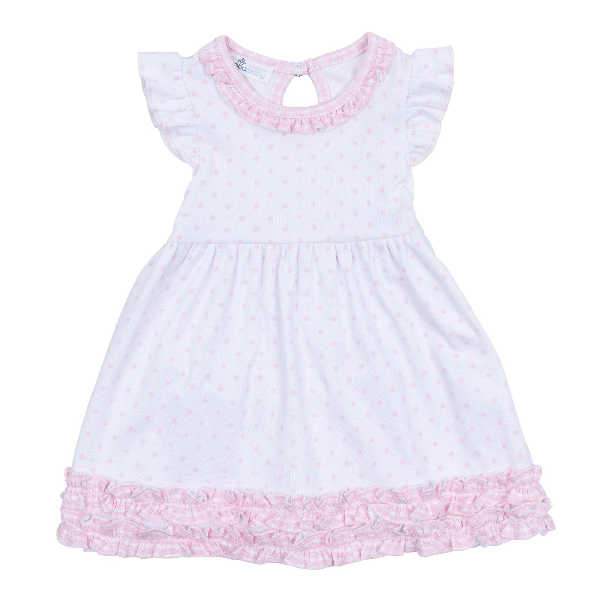 Gingham Dots Flutters Dress in Pink - Magnolia BabyDress