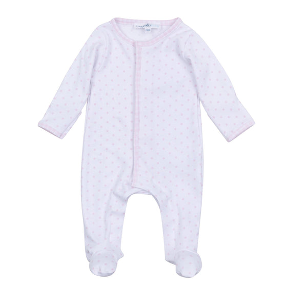 Gingham Dots Footie in Pink - Magnolia BabyFootie