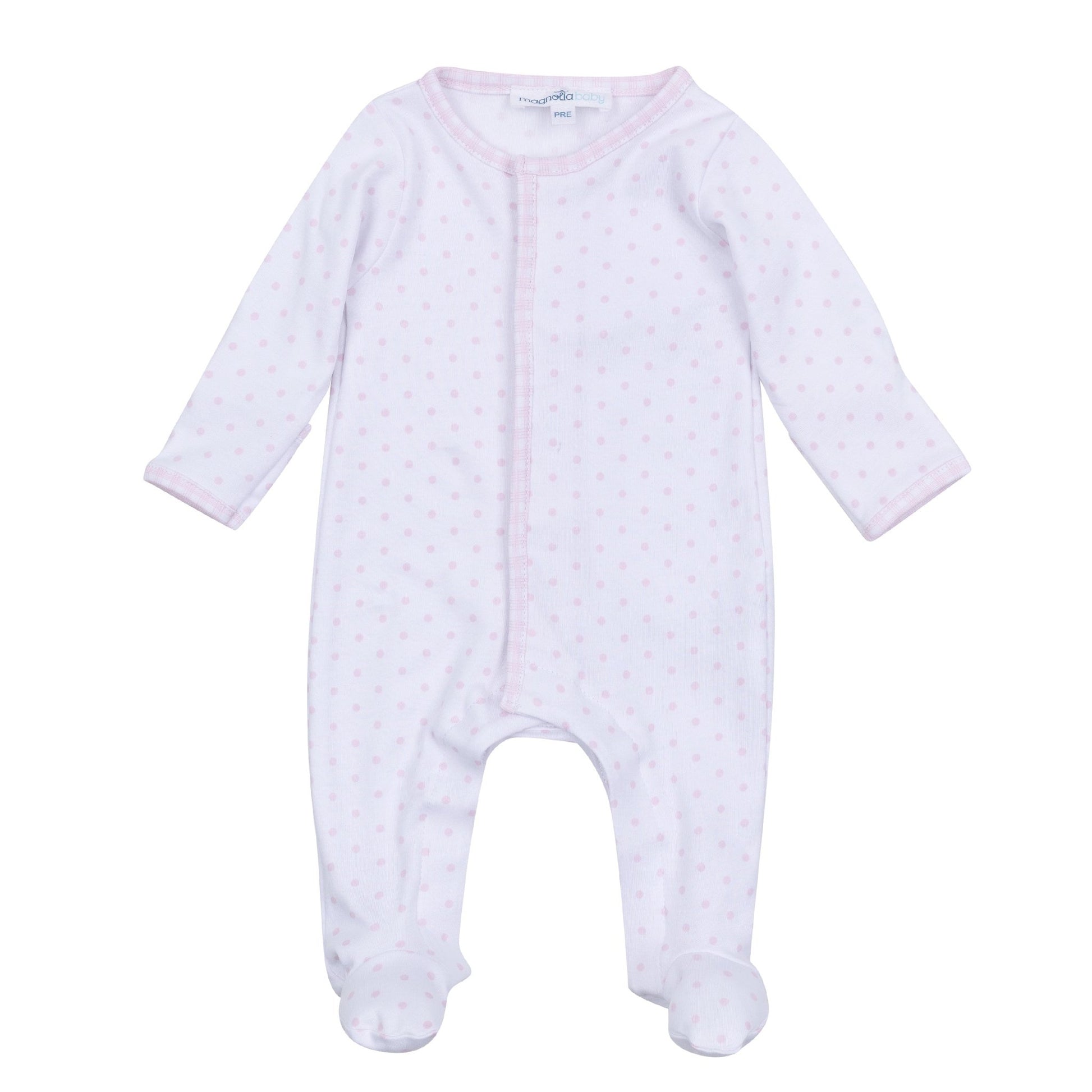 Gingham Dots Footie in Pink - Magnolia BabyFootie