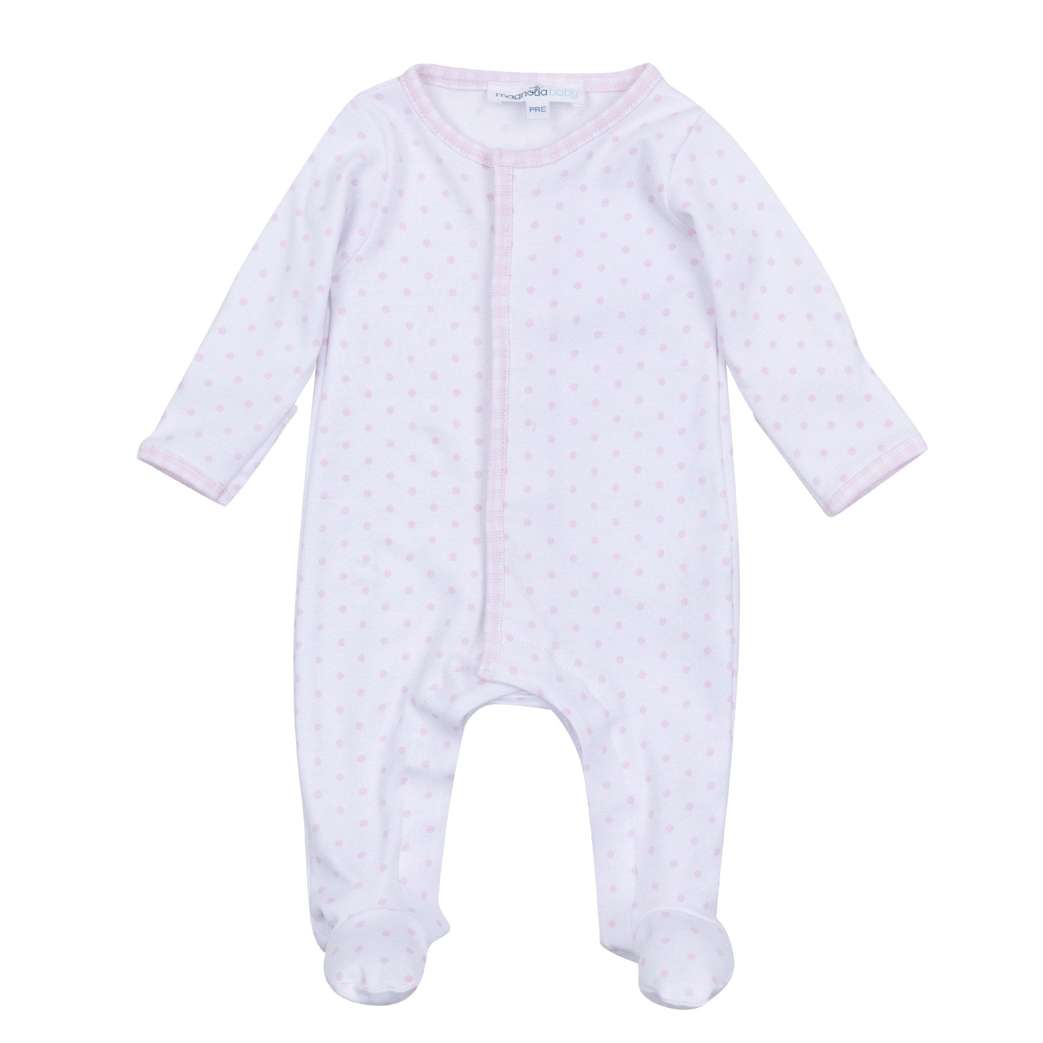 Gingham Dots Footie in Pink - Magnolia BabyFootie