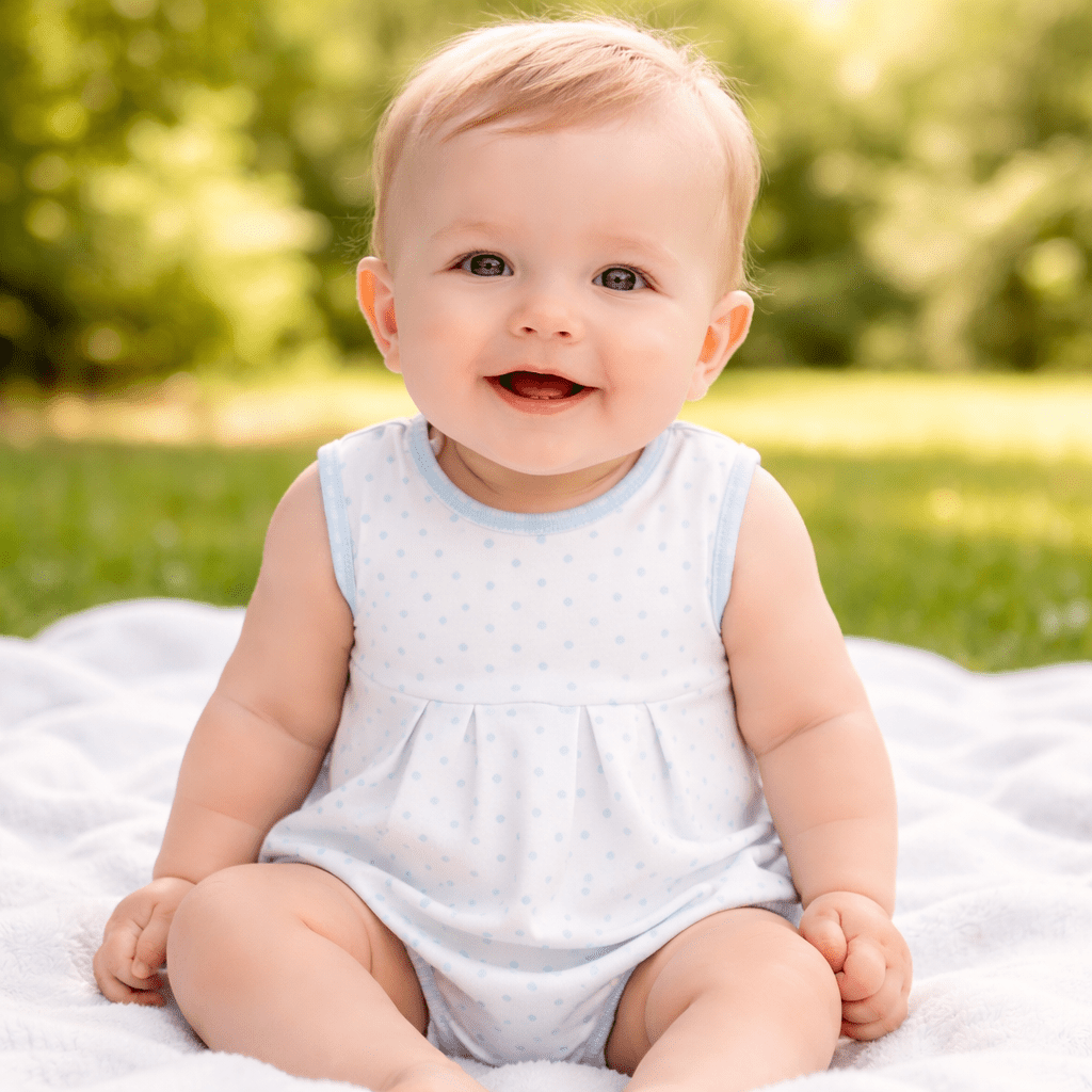 Gingham Dots Sleeveless Bubble in Light Blue - Magnolia BabyBubble