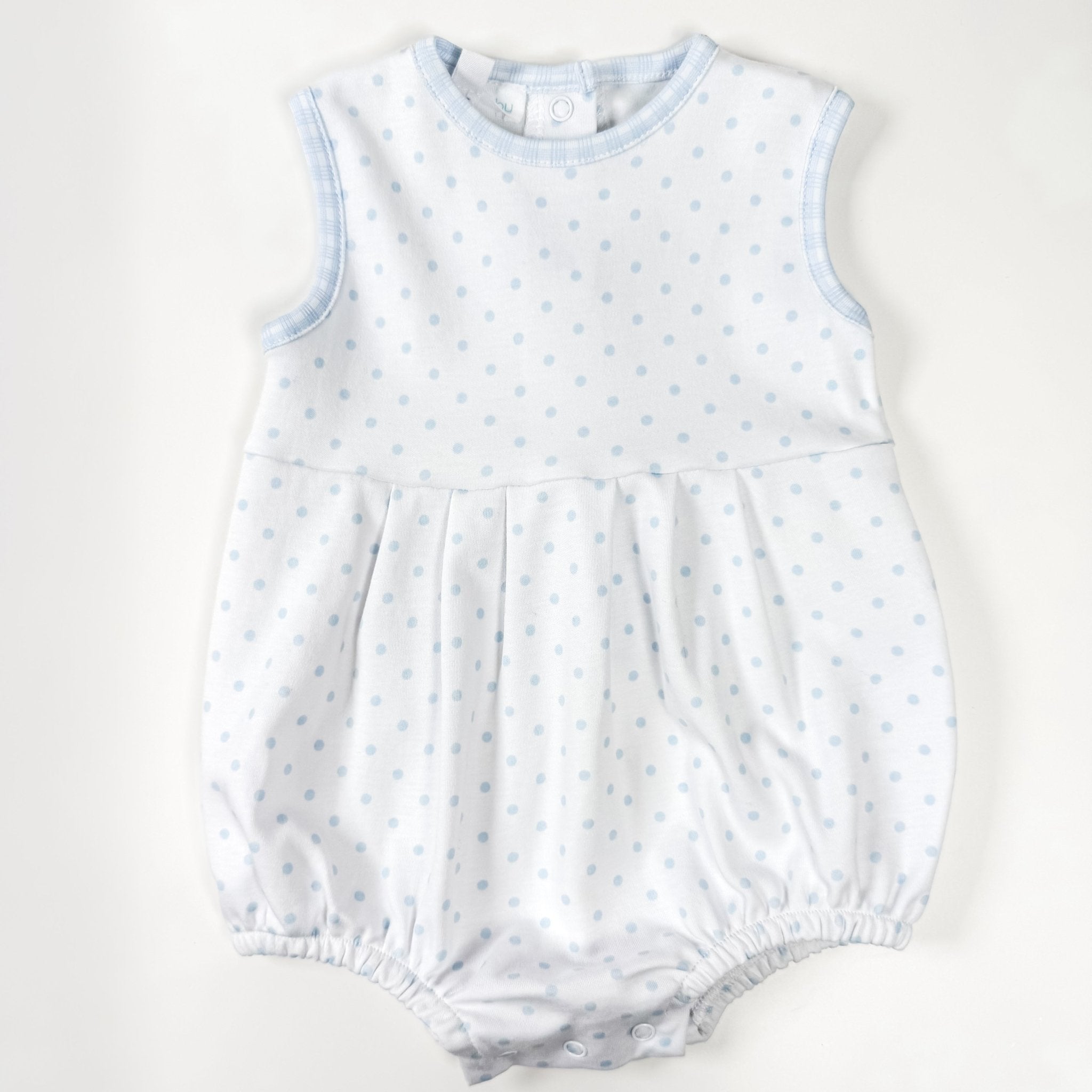 Gingham Dots Sleeveless Bubble in Light Blue - Magnolia BabyBubble