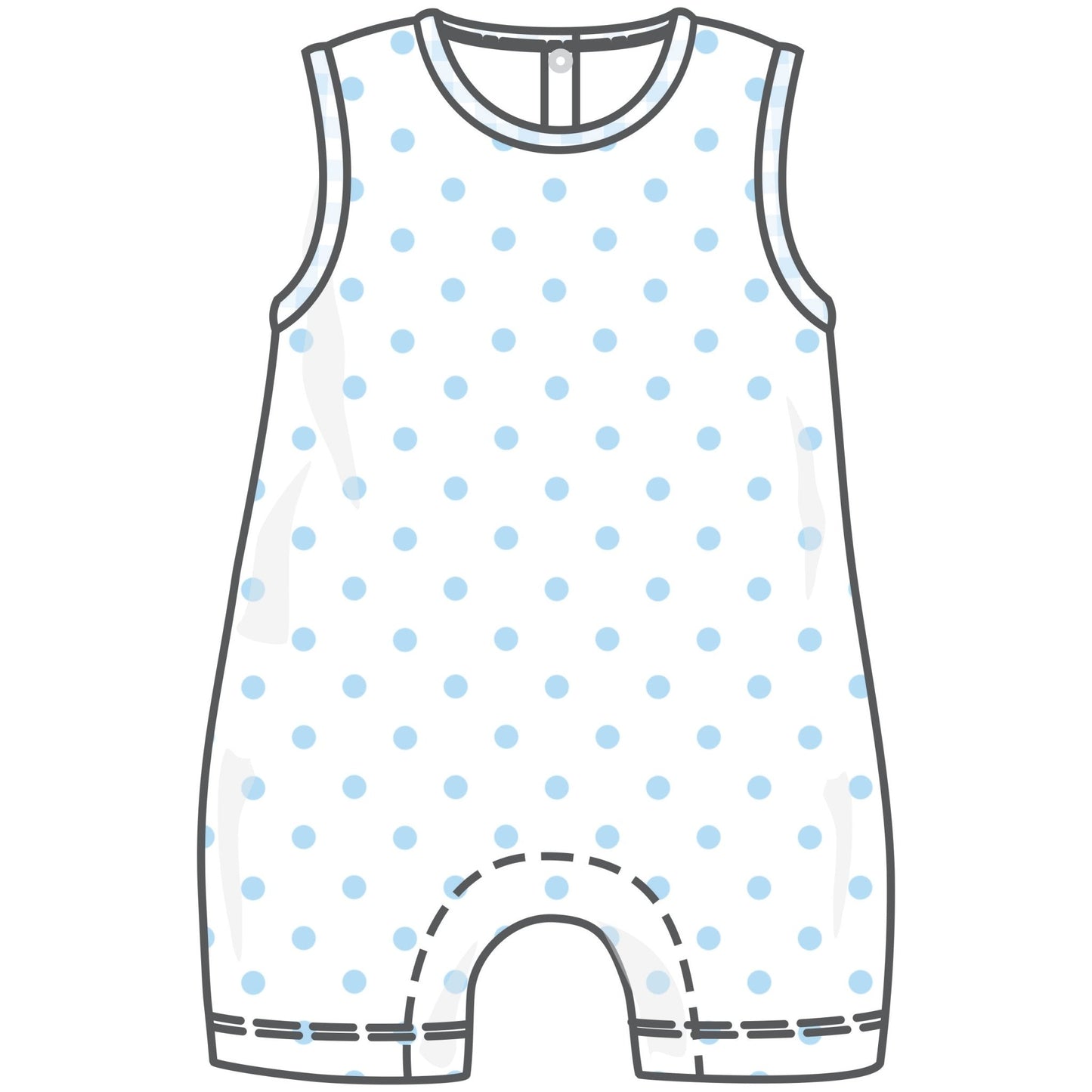 Gingham Dots Sleeveless Short Playsuit in Light Blue - Magnolia BabyShort Playsuit