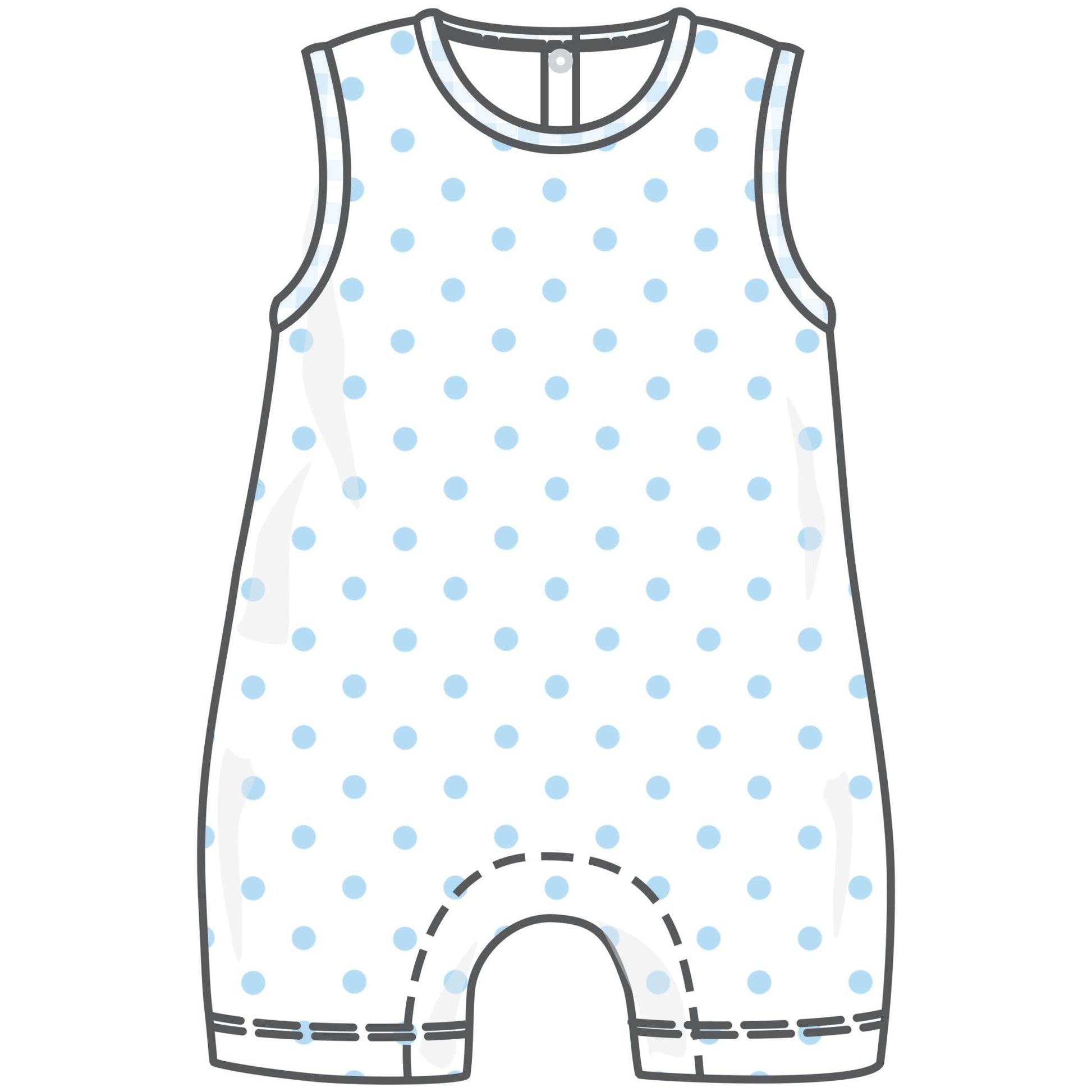 Gingham Dots Sleeveless Short Playsuit in Light Blue - Magnolia BabyShort Playsuit