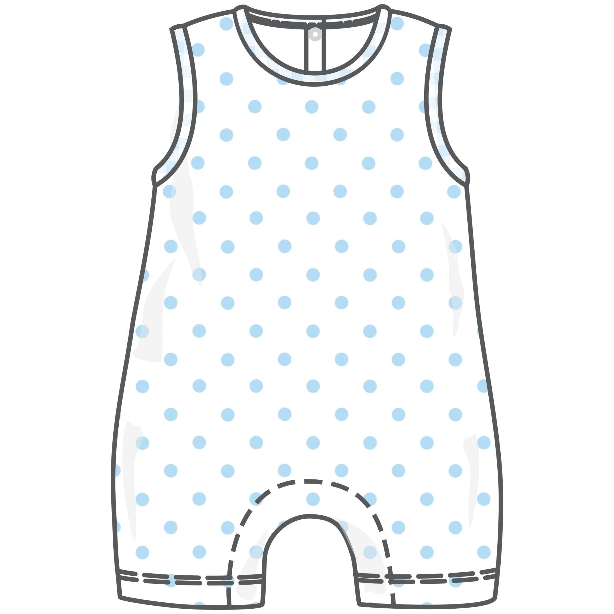 Gingham Dots Sleeveless Short Playsuit in Light Blue - Magnolia BabyShort Playsuit