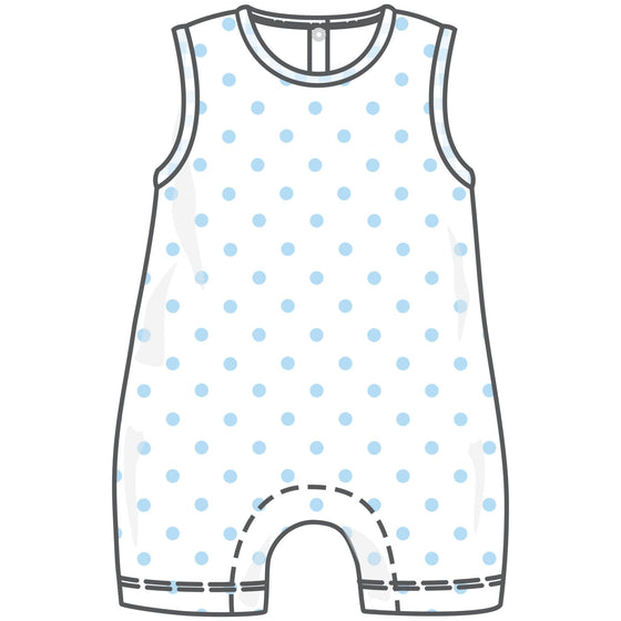 Gingham Dots Sleeveless Short Playsuit in Light Blue - Magnolia BabyShort Playsuit