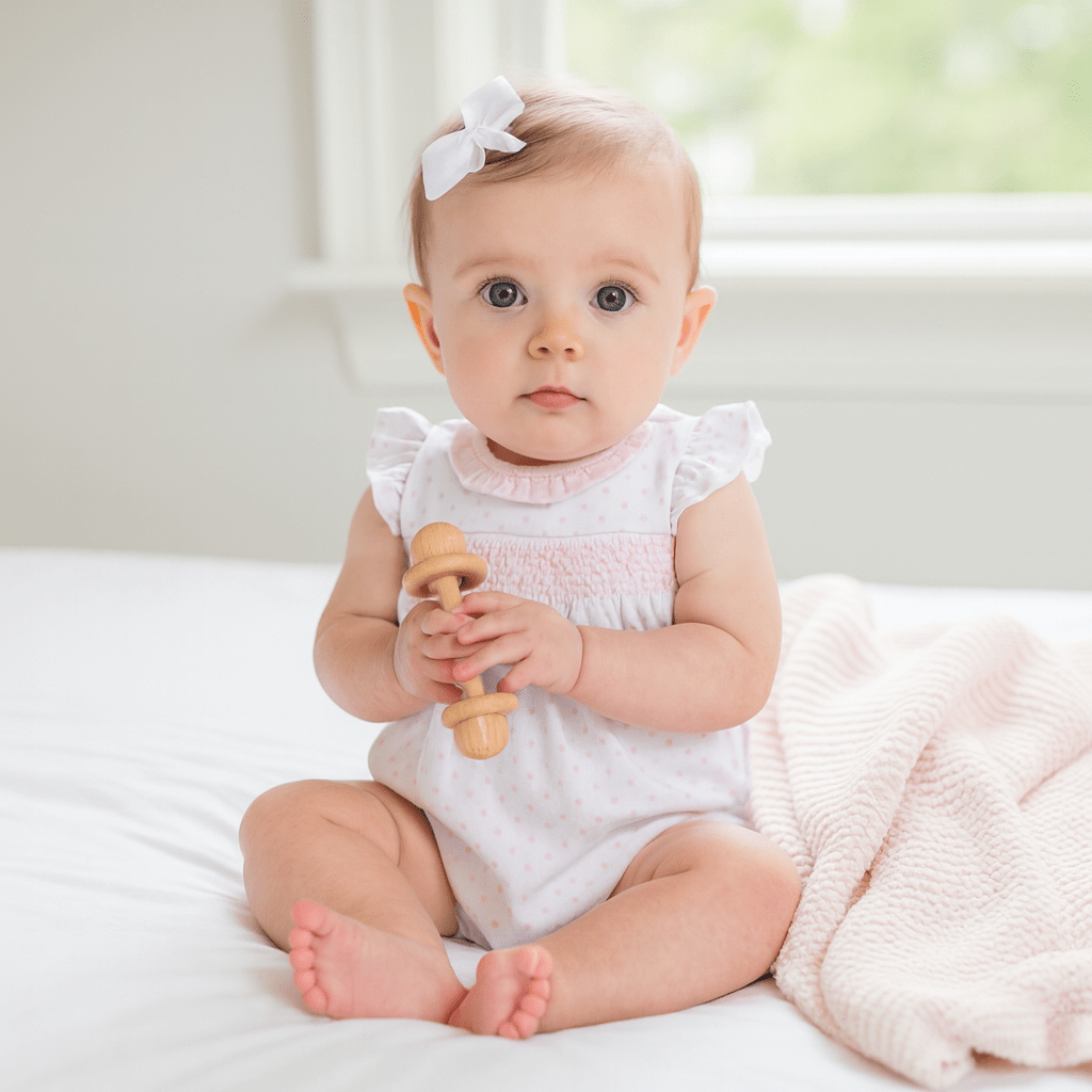 Gingham Dots Smocked Bubble in Pink - Magnolia BabyBubble