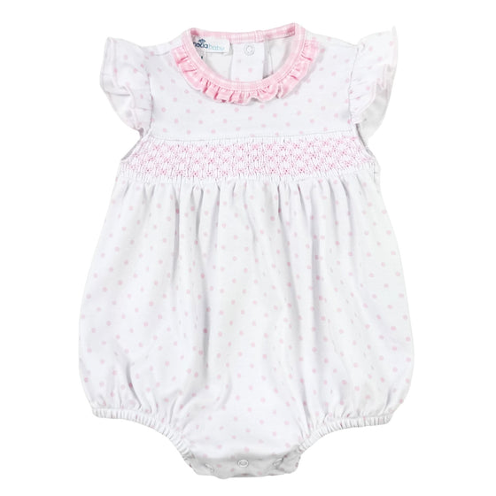 Gingham Dots Smocked Bubble in Pink - Magnolia BabyBubble