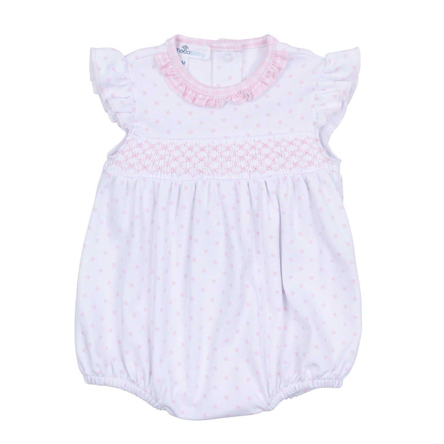 Gingham Dots Smocked Bubble in Pink - Magnolia BabyBubble