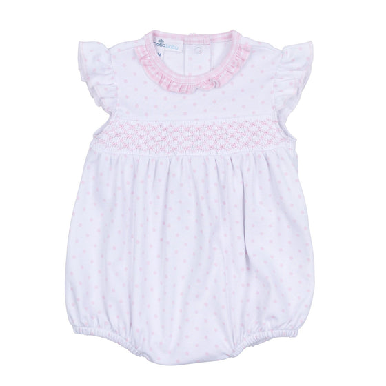 Gingham Dots Smocked Bubble in Pink - Magnolia BabyBubble