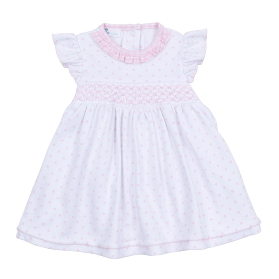 Gingham Dots Smocked Flutters Dress in Pink - Magnolia BabyDress