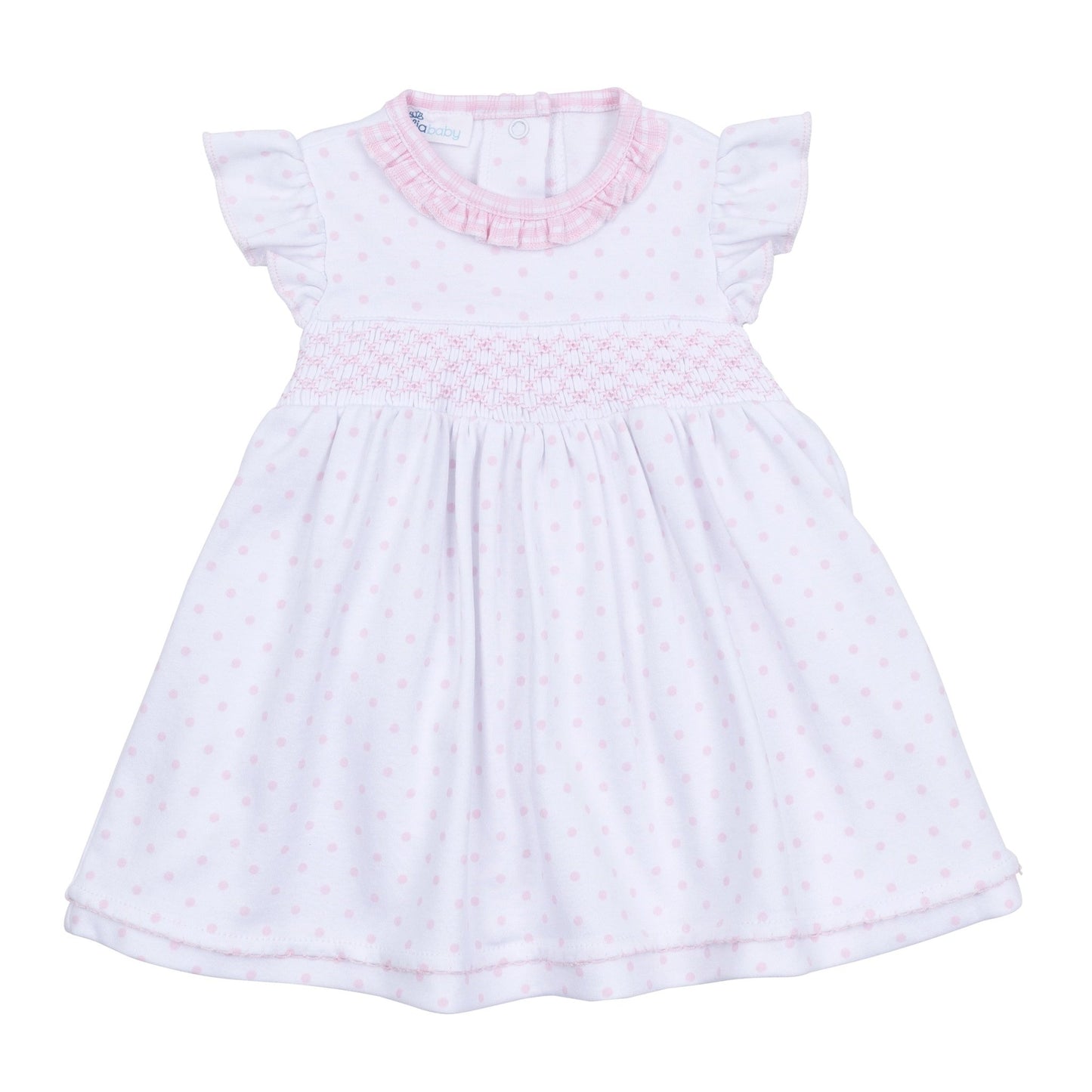Gingham Dots Smocked Flutters Dress in Pink - Magnolia BabyDress