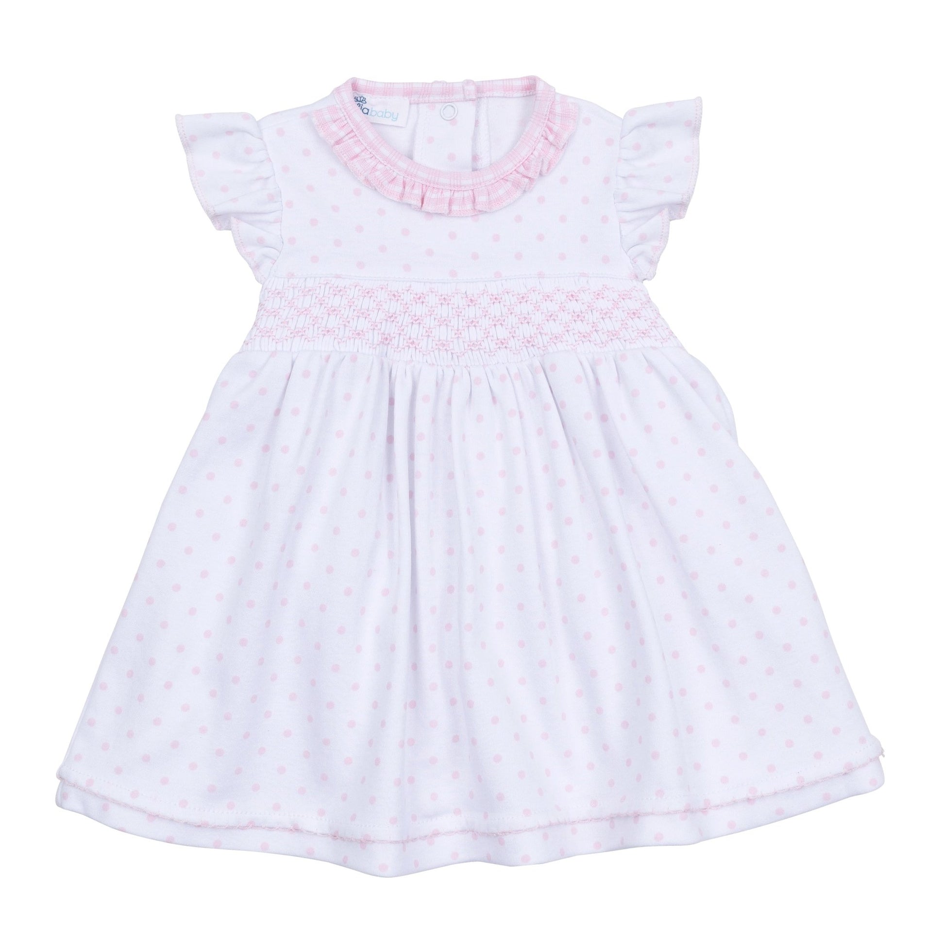 Gingham Dots Smocked Flutters Dress in Pink - Magnolia BabyDress