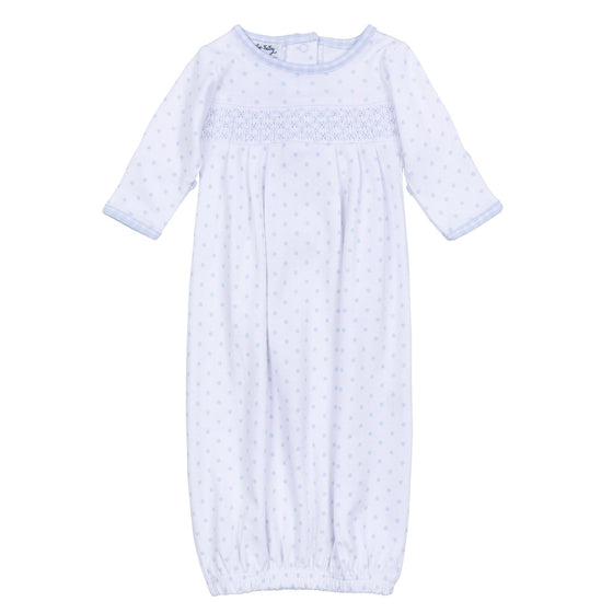 Gingham Dots Smocked Gown in Light Blue - Magnolia BabyGown