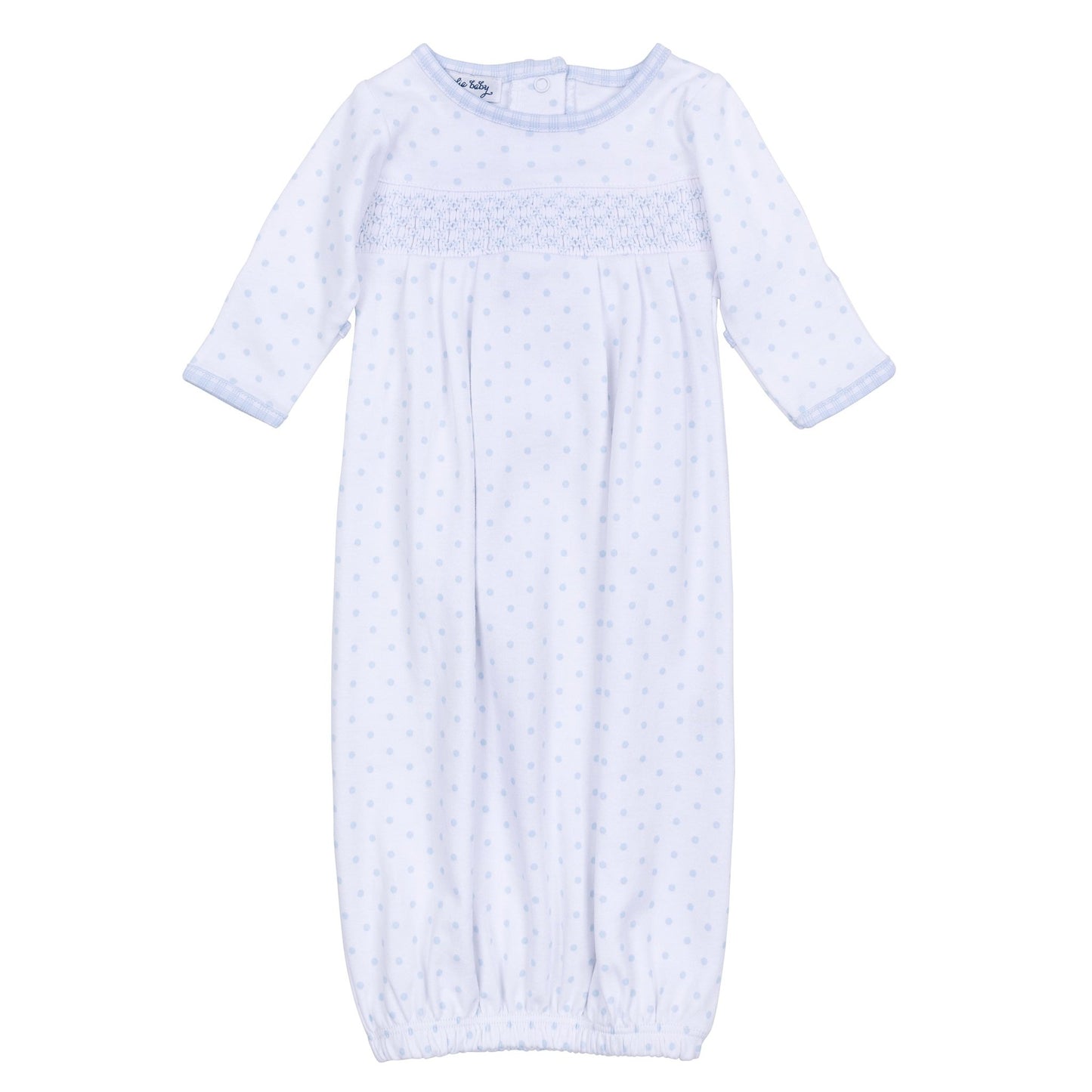 Gingham Dots Smocked Gown in Light Blue - Magnolia BabyGown