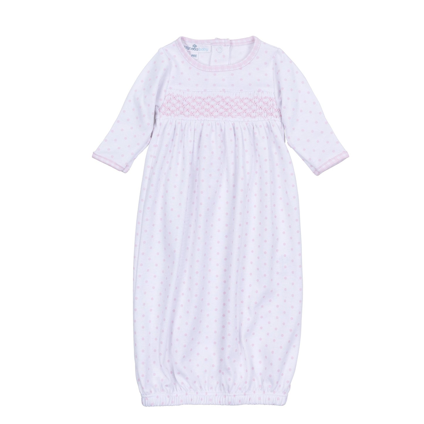 Gingham Dots Smocked Gown in Pink - Magnolia BabyGown