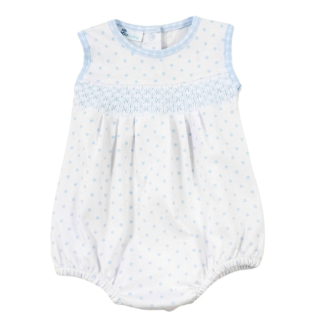 Gingham Dots Smocked Footie - Blue | Magnolia Baby