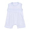 Gingham Dots Smocked Sleeveless Short Playsuit in Light Blue - Magnolia BabyShort Playsuit