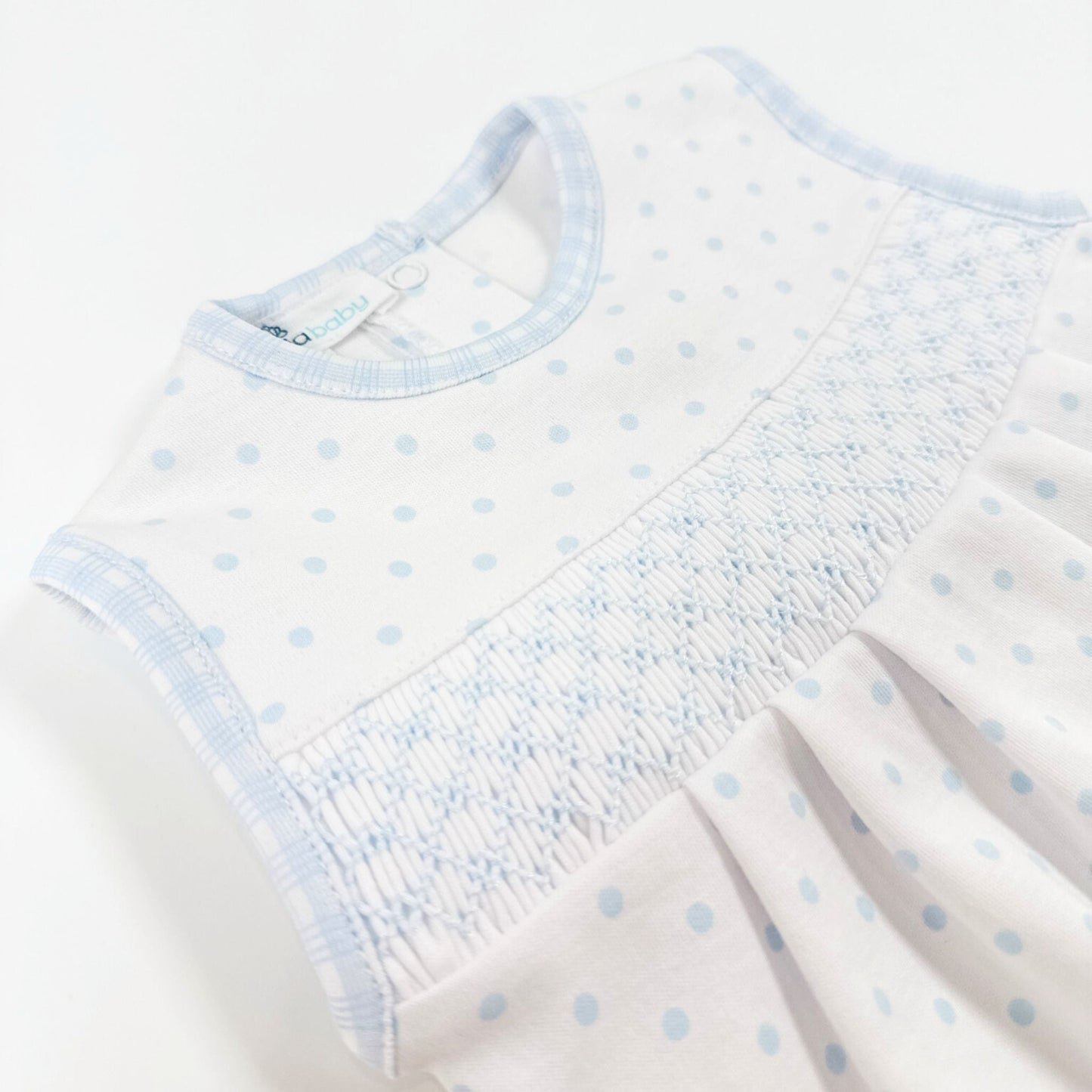 Gingham Dots Smocked Sleeveless Short Playsuit in Light Blue - Magnolia BabyShort Playsuit