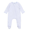 Gingham Dots Zip Footie in Light Blue - Magnolia BabyFootie