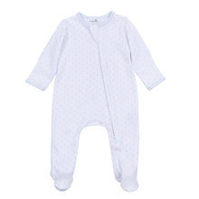  Gingham Dots Zip Footie in Light Blue - Magnolia BabyFootie