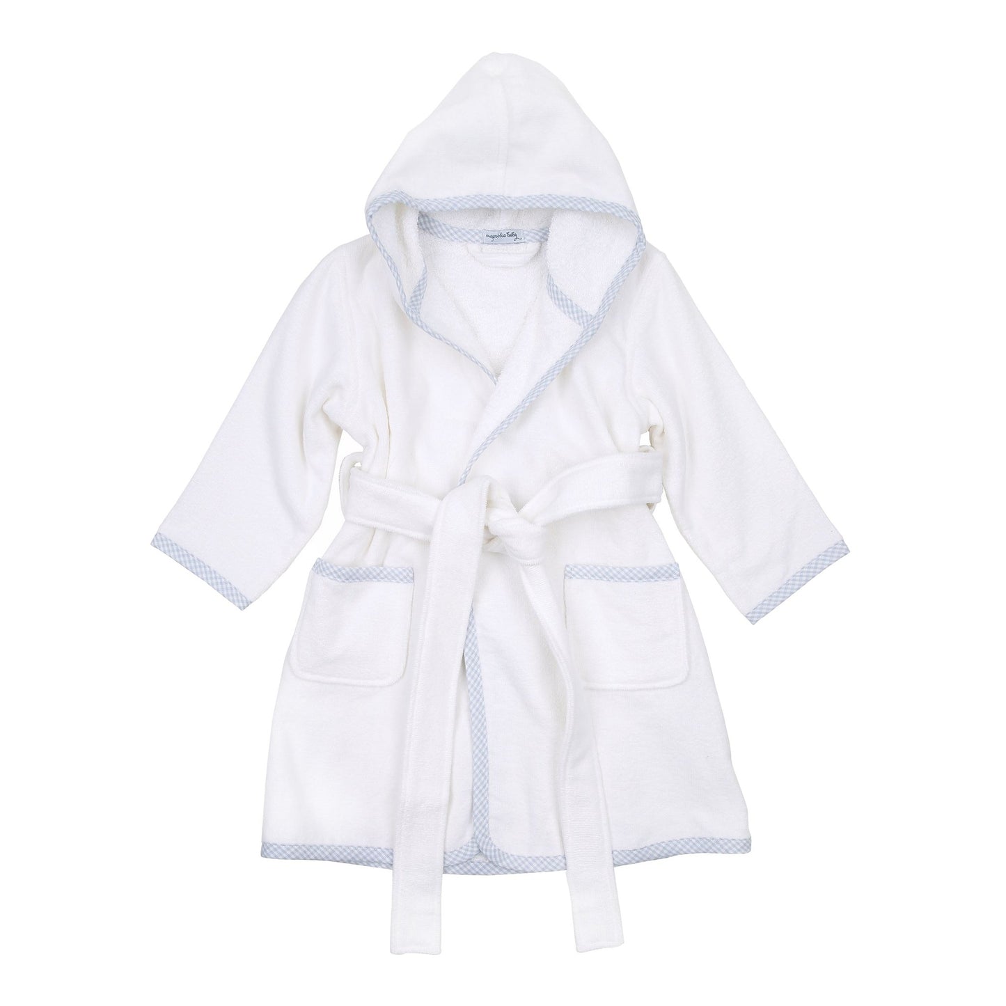 Gingham Essentials Light Blue Gingham Trim Bathrobe - Magnolia BabyBathrobe