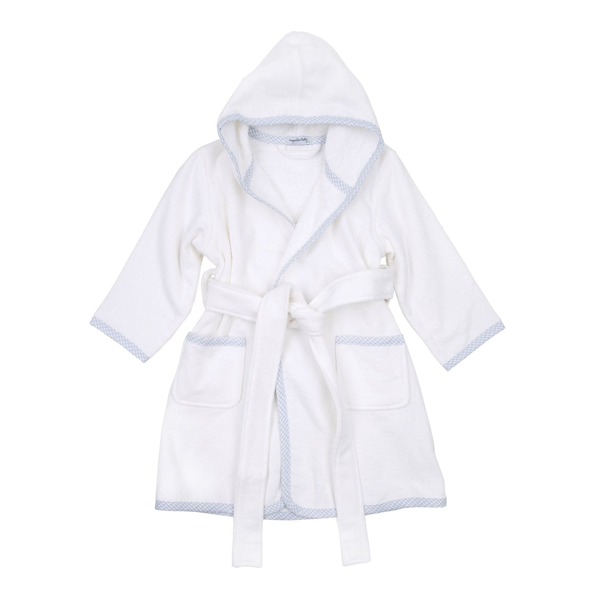 Gingham Essentials Light Blue Gingham Trim Bathrobe - Magnolia BabyBathrobe