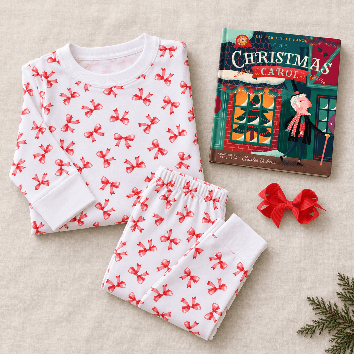 Magnolia Baby_Girl Christmas Pajamas Gift Set - Scarlett Bows_1