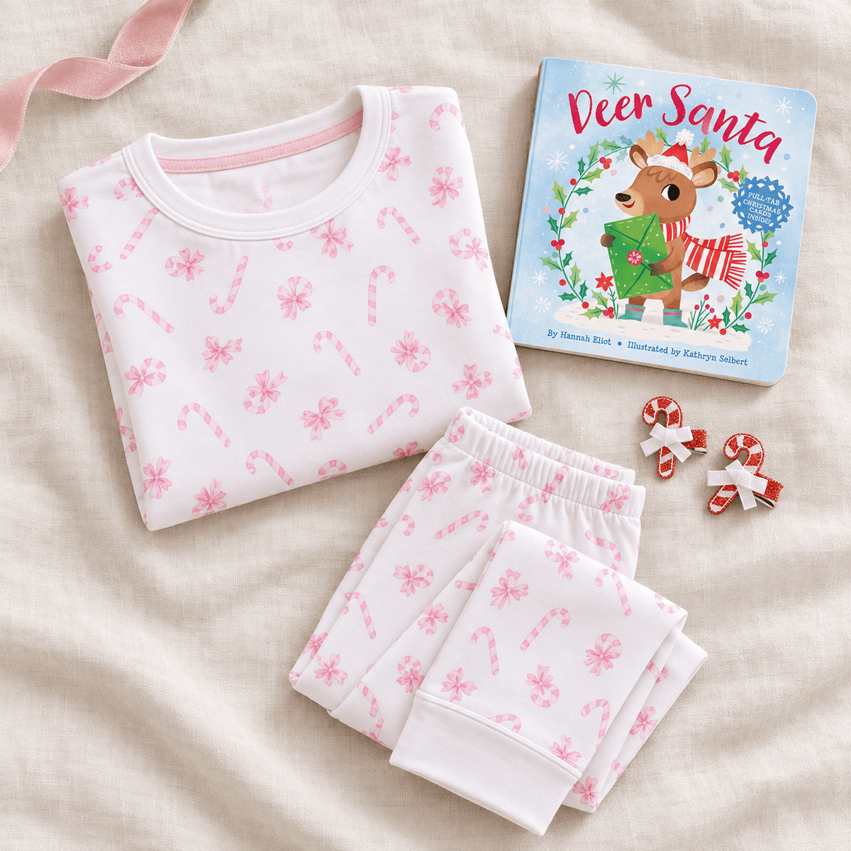 Magnolia Baby_Girl Christmas Pajamas Gift Set - Sweet Peppermint_1