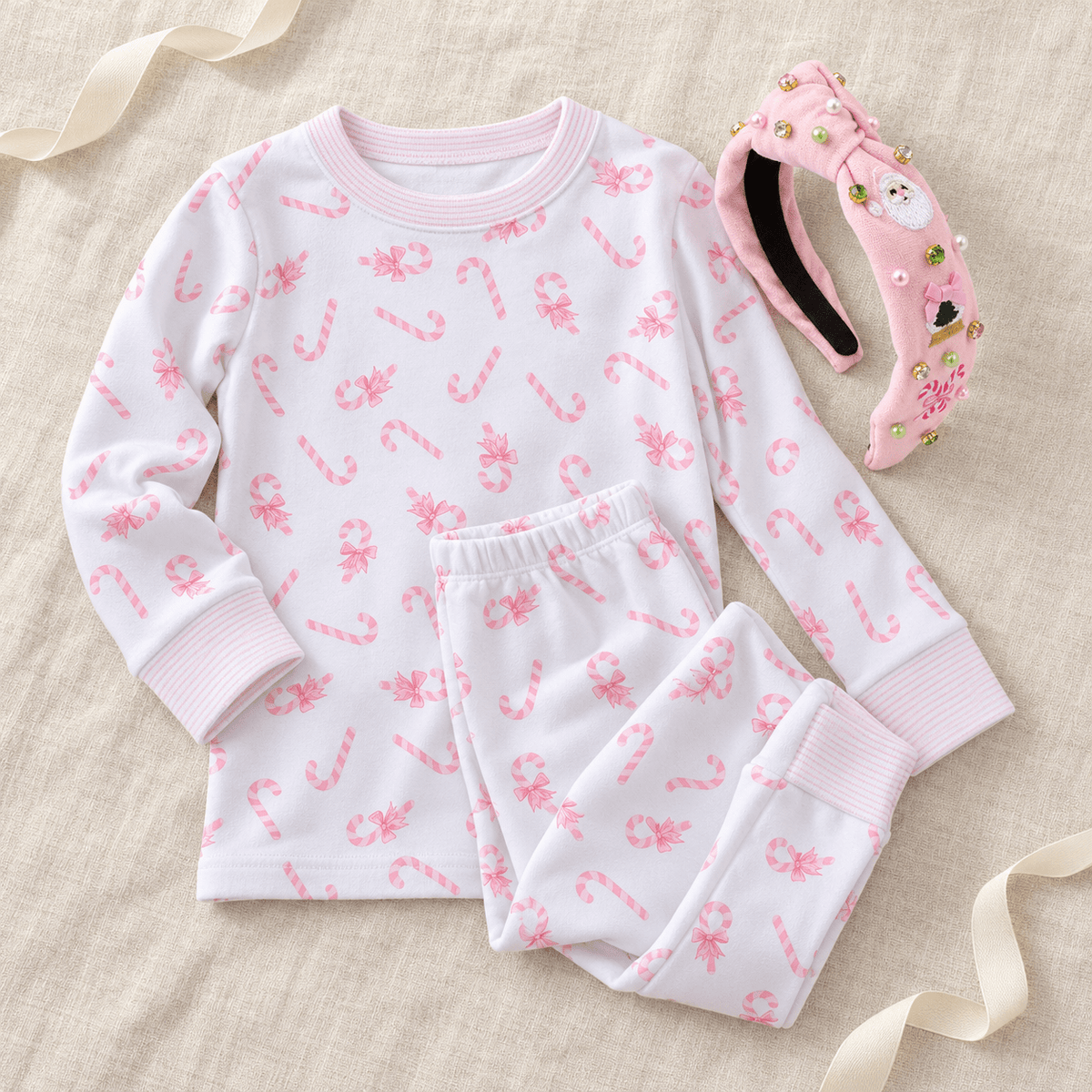 Magnolia Baby_Girl Christmas Pajamas + Poppyland Gift Set - Sweet Peppermint_2